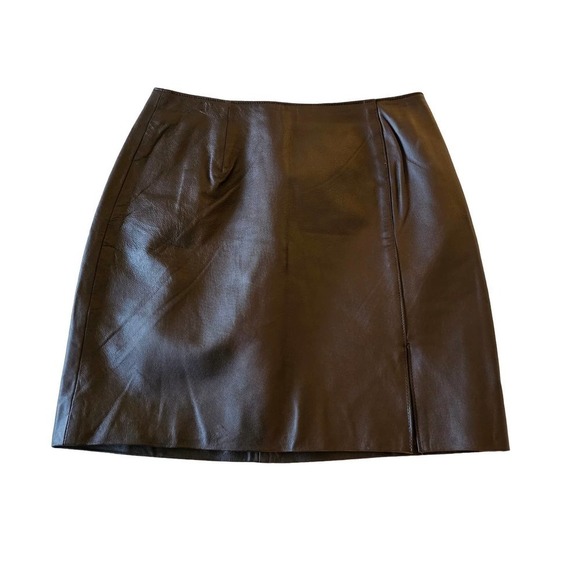 Newport News VTG Brown Leather Skirt Size 10 - Picture 1 of 7